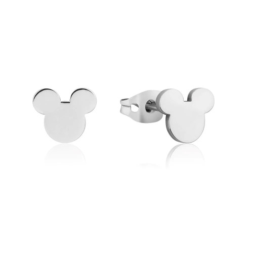 Couture Kingdom X Disney Stainless Steel Mickey Mouse Silhouette Stud Earrings Silver