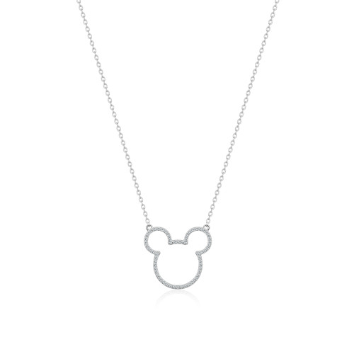 Couture Kingdom X Disney Precious Metal Mickey Mouse Crystal Outline Necklace Silver